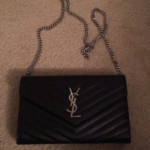 Saint Laurent black wallet on chain medium